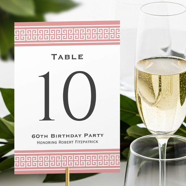 Classic Birthday Party Formal Pink Custom Table Number (Creator Uploaded)