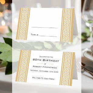 Classic Birthday Party Gold Custom Folded Table  Place Card
