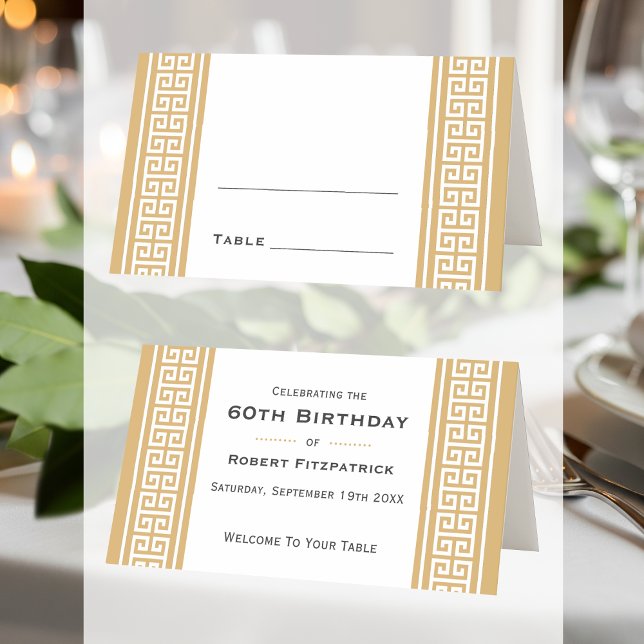 Classic Birthday Party Gold Custom Folded Table  Place Card (Creator Uploaded)