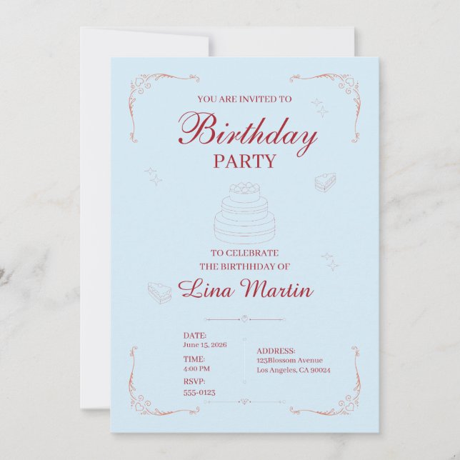Classic Birthday Party Invitation (Front)