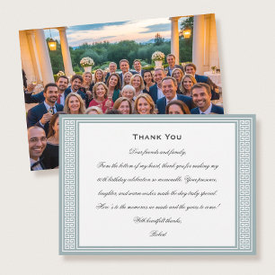 Classic Birthday Party Photo Gray Flat Thank You Card