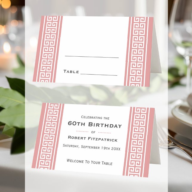 Classic Birthday Party Pink Custom Folded Table  Place Card (Creator Uploaded)