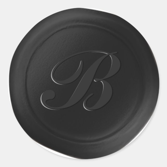 Classic Black 1 Letter Monogram Wax Seal Stickers (Front)