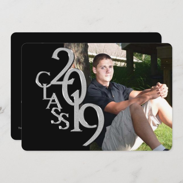 Classic Black 2019 Photo Graduation Invitation (Front/Back)