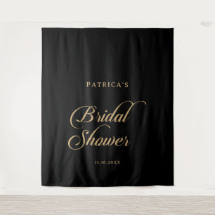 Classic Black and Gold Calligraphy Bridal Shower Tapestry
