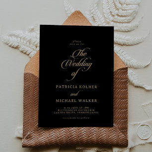 Classic Black and Gold Calligraphy The Wedding Of Invitation