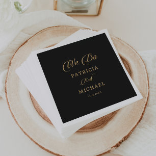 Classic Black and Gold Calligraphy We Do Wedding Napkin