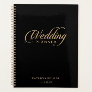 Classic Black and Gold Calligraphy Wedding Planner
