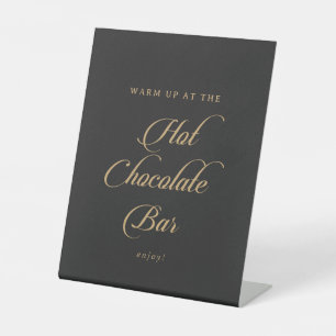 Classic Black and Gold Hot Chocolate Bar Pedestal Sign