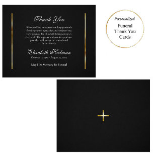 Classic Black and Gold Orthodox Funeral Thank You Card