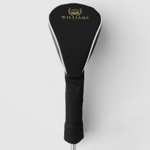 Classic Black And Gold Personalised Name Monogram Golf Head Cover