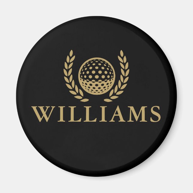 Classic Black And Gold Personalised Name Monogram Magnet (Front)