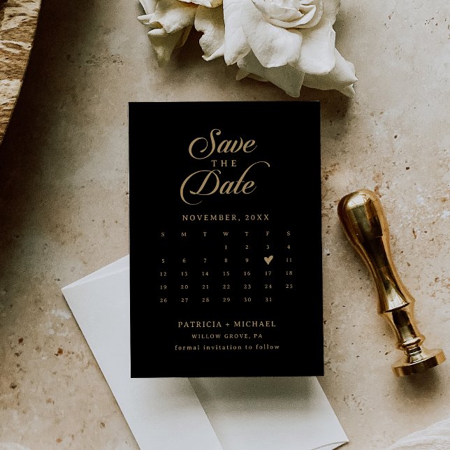 Classic Black and Gold QR Code Calendar Save The Date (Creator Uploaded)