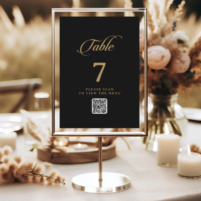 Classic Black and Gold QR Code Table Numbers (Creator Uploaded)