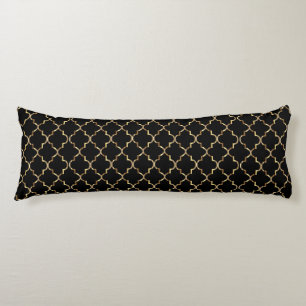 Classic Black and Gold Quatrefoil Pattern Body Cushion
