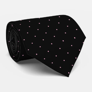 Classic Black and Light Pink Polka Dot Tie for Him