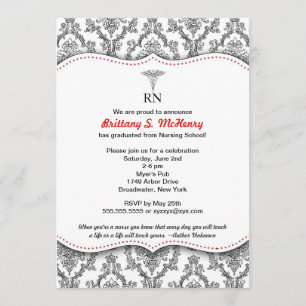 Classic Black and Red Nurse graduation pinning Invitation