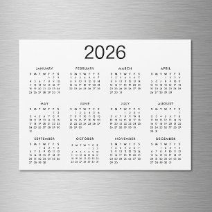 Classic Black And White 2022 Calendar Magnet