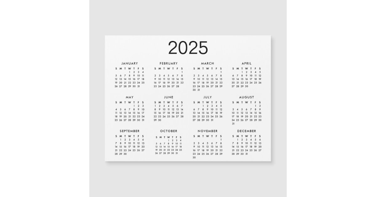 Classic Black And White 2025 Calendar Zazzle