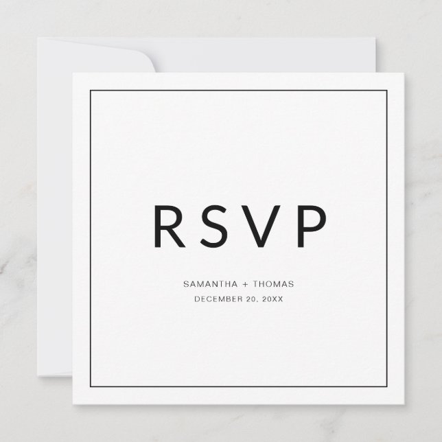 Classic Black and White Border Wedding RSVP Card (Front)
