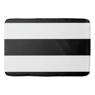 Classic Black and White Broad Stripe on a Bath Mat