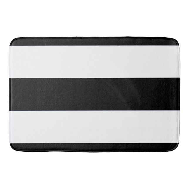 Classic Black and White Broad Stripe on a Bath Mat (Front)