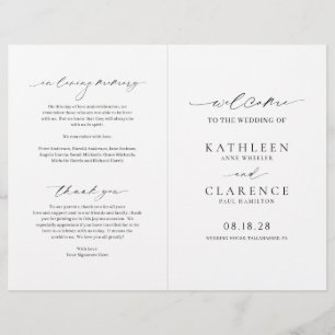 Classic Black and White Budget Wedding Program Flyer
