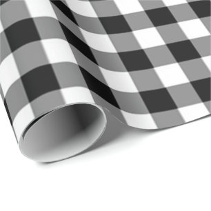 Classic Black and White Buffalo Plaid Pattern Wrapping Paper