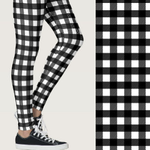Classic black and white buffalo plaid patterned leggings