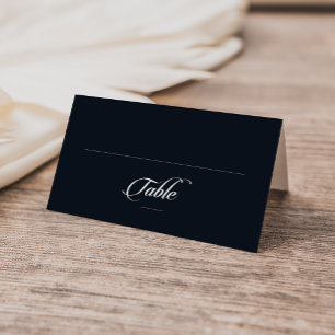Classic Black and White Calligraphy Wedding Folded Place Card
