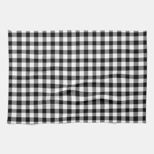 Classic Black and White Checked Gingham Pattern Tea Towel