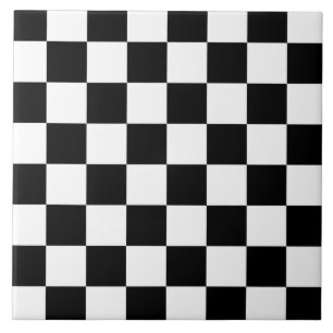 Classic Black and White Chequerboard Ceramic Tile