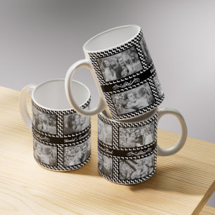 Classic Black and White Chevron Photo Collage Mug
