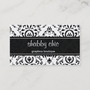 Classic Black and White Damask Business Card