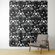 Classic Black and White Damask Flourish Butterfly