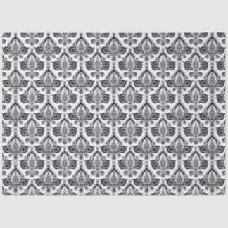 Classic Black and White Damask Textile Pattern Tissue Paper
