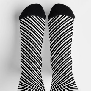 Classic Black and White Diagonal Stripes Striped Socks