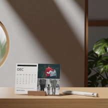 Classic Black And White Easel Calendar Dec 2026