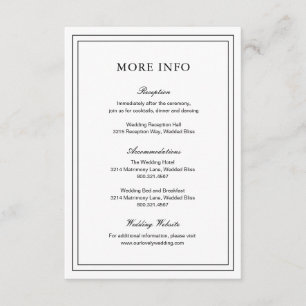 Classic Black and White Elegant Wedding Enclosure Card