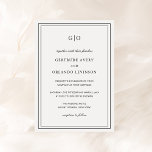 Classic Black and White Elegant Wedding Invitation<br><div class="desc">Classic black and white wedding invitation featuring a simple and minimal design with your monogram at the top and your event details surrounded by a double border.  The fonts alternate between and elegant script,  a traditional serif and minimalist sans serif fonts.  This invitation is great for a formal wedding.</div>