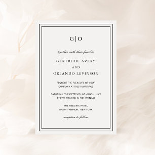 Classic Black and White Elegant Wedding Invitation