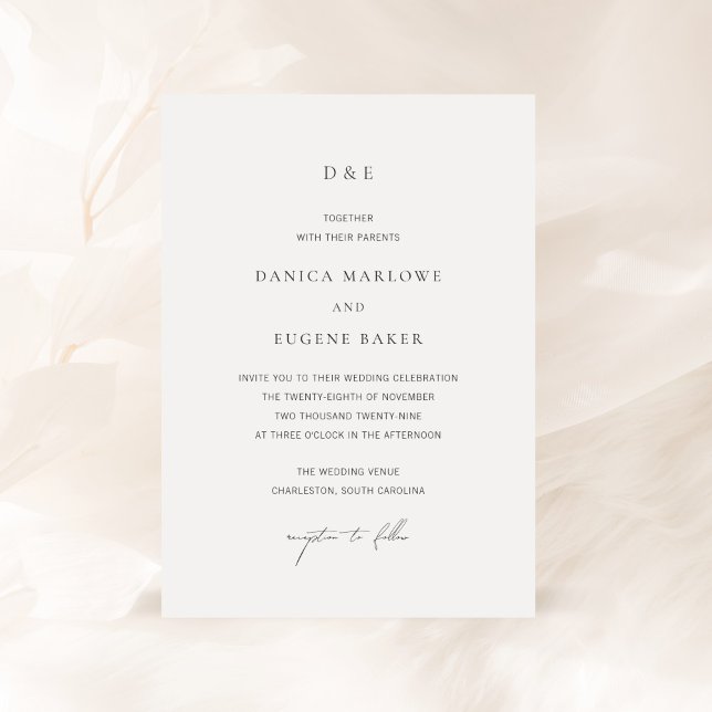Classic Black and White Elegant Wedding Invitation (Creator Uploaded)