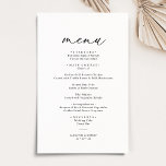 Classic Black and White Elegant Wedding Menu<br><div class="desc">Designed to coordinate with our Romantic Script wedding collection,  this customisable Menu card,  features a sweeping script calligraphy text paired with a classy serif font in black with a customisable monogram on the back. Matching items available.</div>