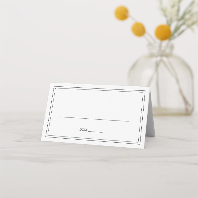 Classic Black and White Elegant Wedding Place Card (Front)