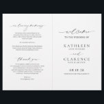 Classic Black and White Elegant Wedding Program<br><div class="desc">Classic style folded wedding program (comes unfolded) with a simple and minimal black and white design with a combination of traditional serif fonts and an elegant script along with your date in a large format for a modern touch.  This elegant program is great for a formal wedding.</div>