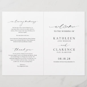 Classic Black and White Elegant Wedding Program