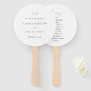Classic Black and White Elegant Wedding Program Hand Fan