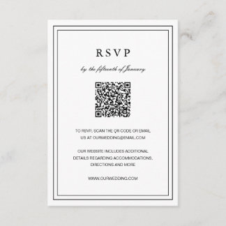 Classic Black and White Elegant Wedding RSVP Card