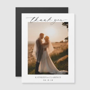Classic Black and White Elegant Wedding Thank You Magnetic Invitation