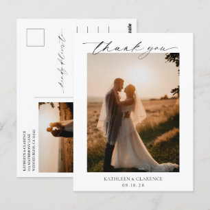 Classic Black and White Elegant Wedding Thank You Postcard